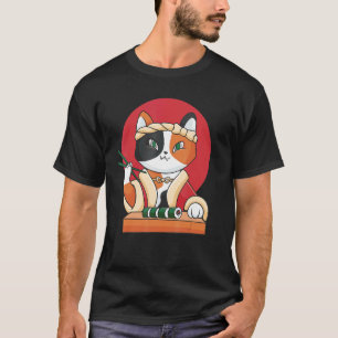 Sushi-Katze Cartoon Essen Haustier Fisch T-Shirt