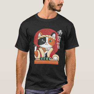 Sushi-Katze-Kocher-Sonnenuntergang Japanisch T-Shirt