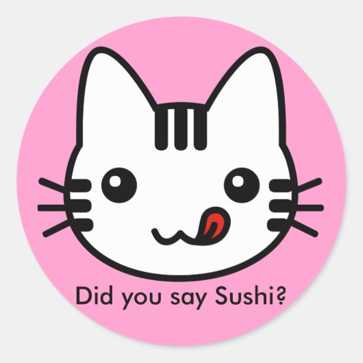 Sushi-Katze Runder Aufkleber (Vorderseite)