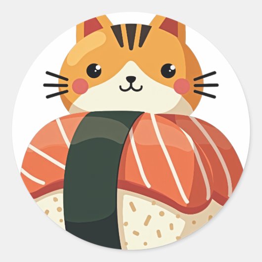 Sushi-Katze Runder Aufkleber (Vorderseite)