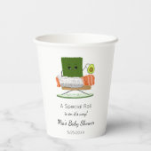 Sushi Kawaii Babydusche mit Avocado Rattle Pappbecher (Rückseite)