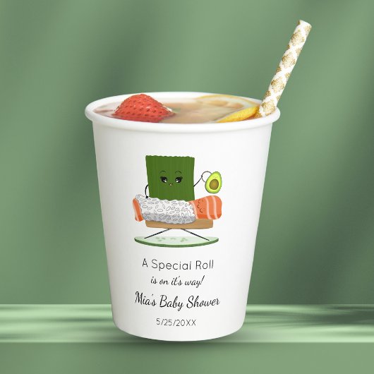 Sushi Kawaii Babydusche mit Avocado Rattle Pappbecher