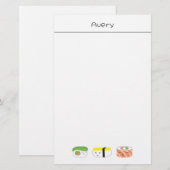 Sushi Kawaii Illustration Personalisiert Briefpapier (Vorne/Hinten)