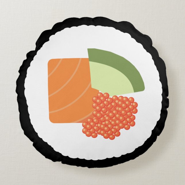 Sushi-Kissen Rundes Kissen (Vorderseite)