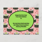 Sushi-Klassenzimmer Valentine Freundschaft Cute Ki Postkarte (Rückseite)