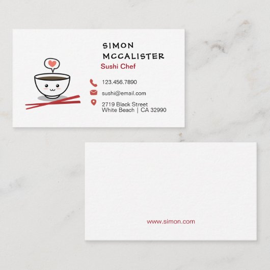 Sushi Koch Visitenkarte (Vorne/Hinten)