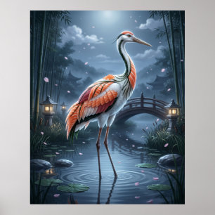 Sushi Kranich Mond Marsch Poster