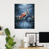Sushi Kranich Mond Marsch Poster (Heimbüro)