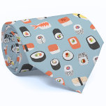 Sushi Krawatte<br><div class="desc">Köstliche japanische Sushi Nigiri Maki rollen japanische Küche Kunst Design auf einem robinblauen Hintergrund. Ideal für Gourmet,  Koch oder Feinschmecker.</div>