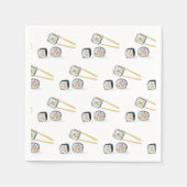 Sushi Lachsrollen mit Chopsticks-Illustration Serviette (Vorderseite)