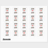 Sushi Liebe Herzerreißer Lachs Liebling Quadratischer Aufkleber (Blatt)