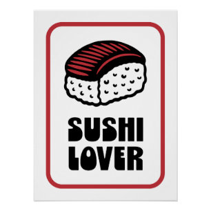 Sushi-Liebhaber Nigiri Retro Schwarz-Rot-Ästhetik Poster