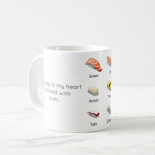 Sushi liebt Mug Kaffeetasse (Vorderseite Links)