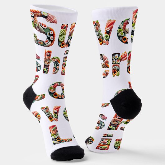 Sushi Lover Text Socken (Gewinkelt)
