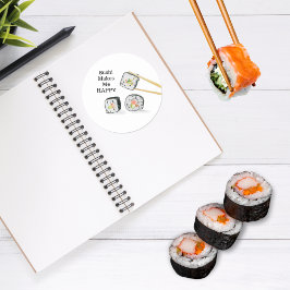 Sushi macht mich glücklich Sushi Rolls Zeichnend Runder Aufkleber