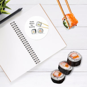 Sushi macht mich glücklich Sushi Rolls Zeichnend Runder Aufkleber