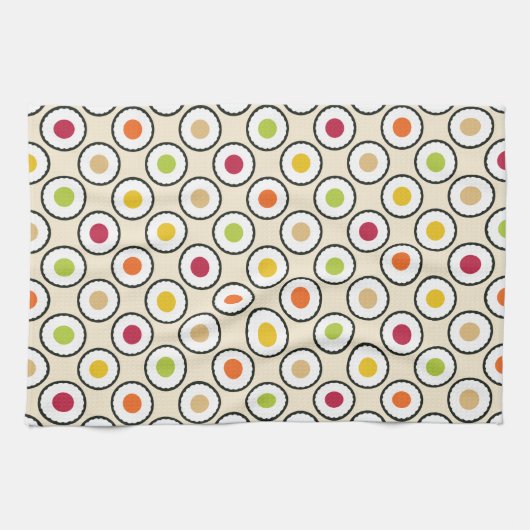Sushi Maki Polka Dots Geschirrtuch (Horizontal)