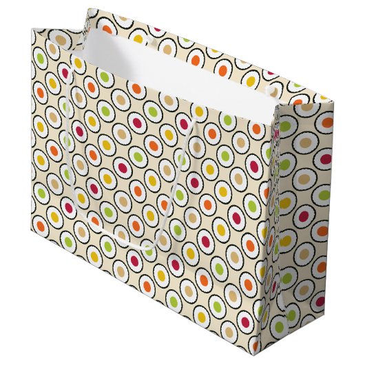 Sushi Maki Polka Dots Große Geschenktüte (Vorderseite Schrägansicht)