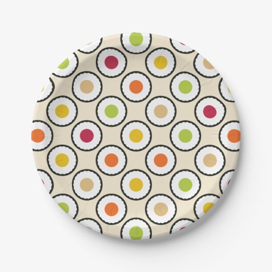 Sushi Maki Polka Dots Pappteller (Vorderseite)