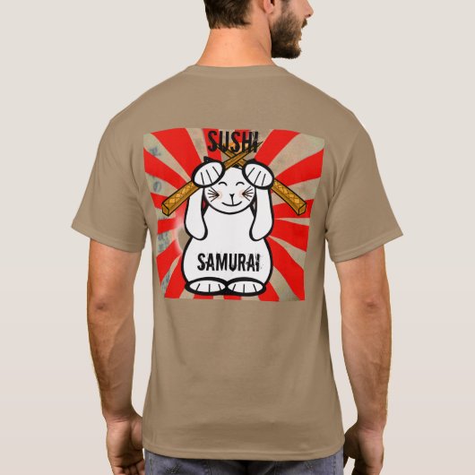 Sushi Maneki Neko ? Samurai T-Shirt (Rückseite)