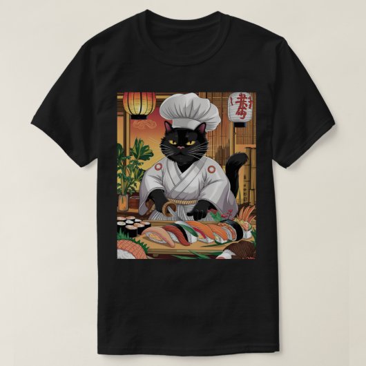 Sushi Master Black Cat T-Shirt (Design vorne)