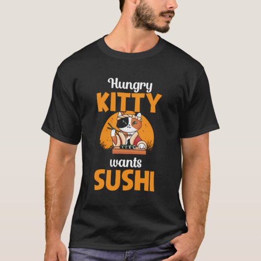 Sushi Master Lover Cat Pet Owner Kawaii Japanisch T-Shirt (Vorderseite)