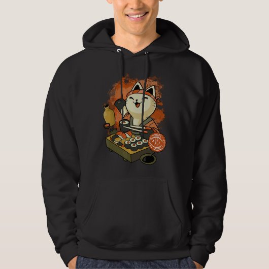 Sushi Meister Katze Hoodie (Vorderseite)