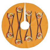 Sushi mit Chopsticks Polyester Weihnachtsbaumdecke (Vorderseite)