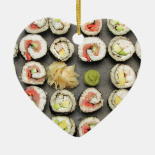 Sushi mit Wasabi und Ginger Keramikornament