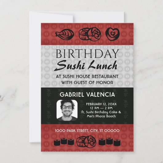 Sushi Mittagessen Geburtstagsparty Einladung (Vorderseite)