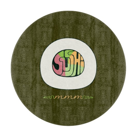 Sushi mmm Glasschneidplatte Schneidebrett (Vorderseite)