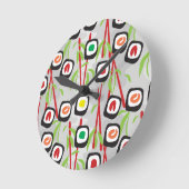 Sushi-Muster Runde Wanduhr (Winkel)