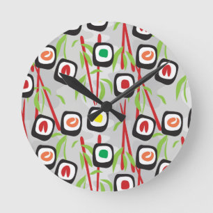 Sushi-Muster Runde Wanduhr