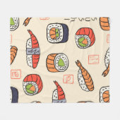 Sushi-nahtloses Muster Fleecedecke (Vorderseite (Horizontal))