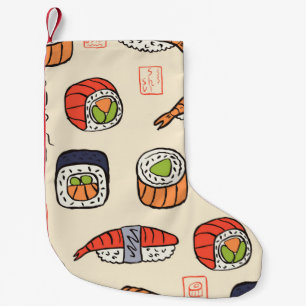 Sushi-nahtloses Muster Kleiner Weihnachtsstrumpf