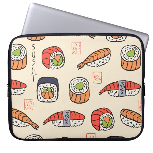 Sushi-nahtloses Muster Laptopschutzhülle (Vorderseite)