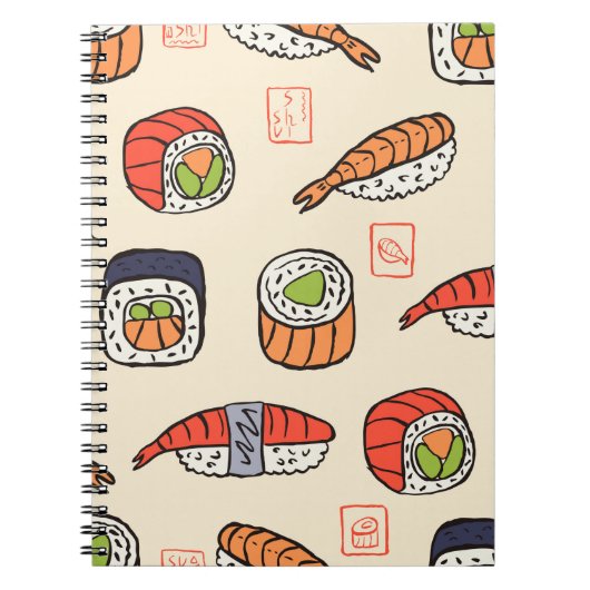 Sushi-nahtloses Muster Notizblock (Vorderseite)