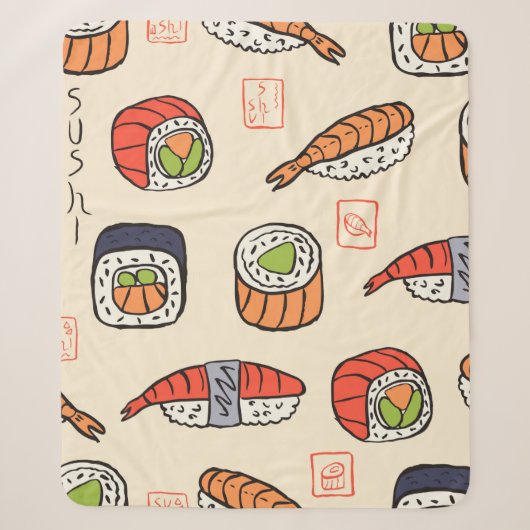 Sushi-nahtloses Muster Sherpadecke (Vorderseite)