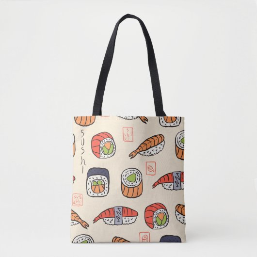 Sushi-nahtloses Muster Tasche (Vorderseite)