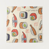 Sushi-nahtloses Muster Wandteppich (Vorderseite (Horizontal))