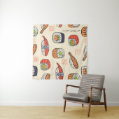 Sushi-nahtloses Muster Wandteppich (Beispiel (Horizontal))