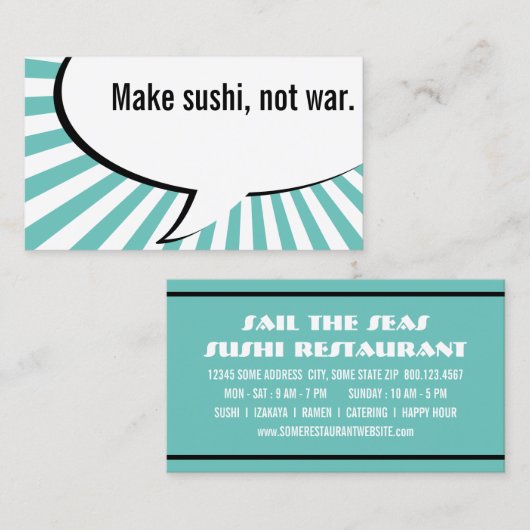 Sushi nicht Krieg machen Visitenkarte (Vorne/Hinten)