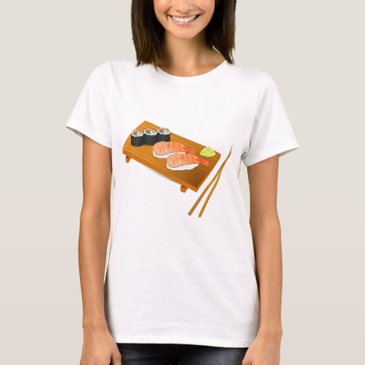Sushi niedlich japanisches Essen T-Shirt (Vorderseite)