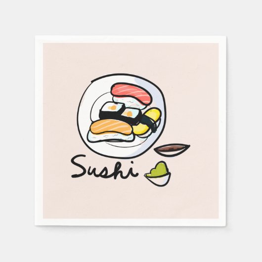 Sushi niedlich kawaii Japanisches Dinner Party Serviette (Vorderseite)