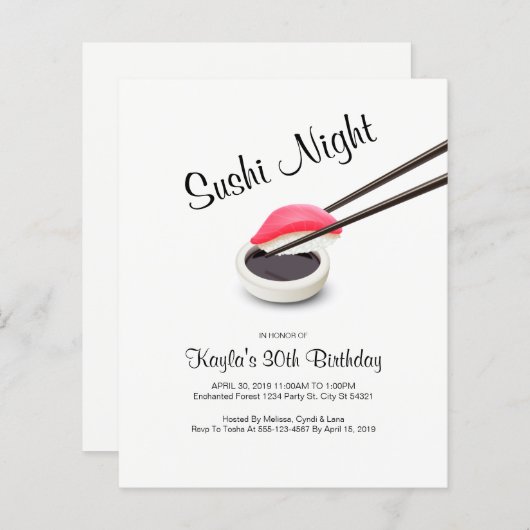 Sushi Night Einladungen (Vorne/Hinten)