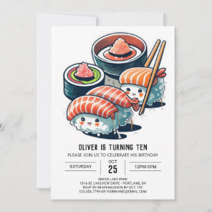 Sushi Night Printable Children Birthday Einladung