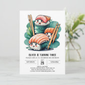 Sushi Night Printable Geburtstag Einladung (Stehend Vorderseite)