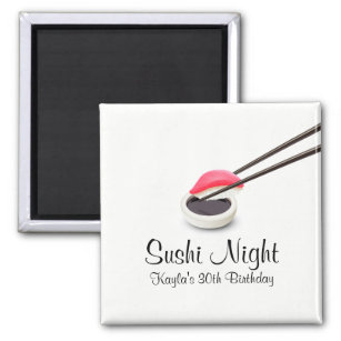 Sushi Night Square Magnet
