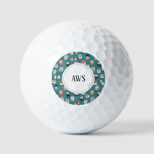 Sushi Nigiri Maki Roll Japanese Food Art Monogram Golfball (Vorderseite)