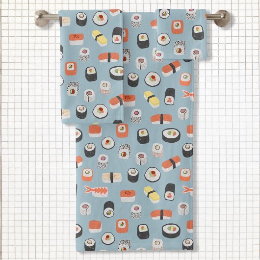 Sushi Nigiri Maki Roll Pattern Badhandtuch Set